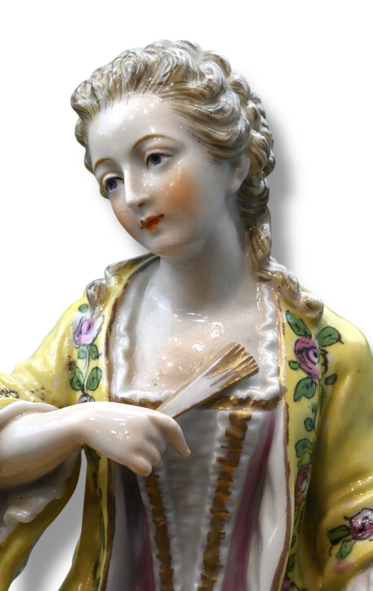 Figura in Porcellana Policroma Ispirata alla Contessa du Barry - Francia XIX Secolo-photo-2